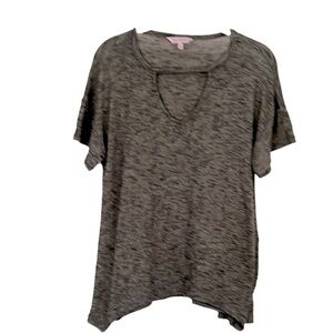 Olive Black Handkerchief Knit Top Size XS Oversized Short Sleeve NWOT